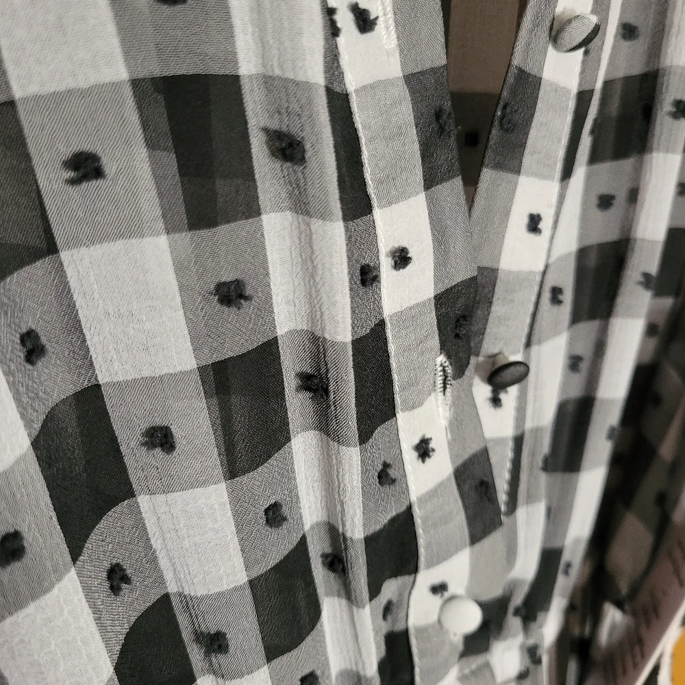 Nanette lepore new black white polka dot stripe checkered sleeveless dress 4 new